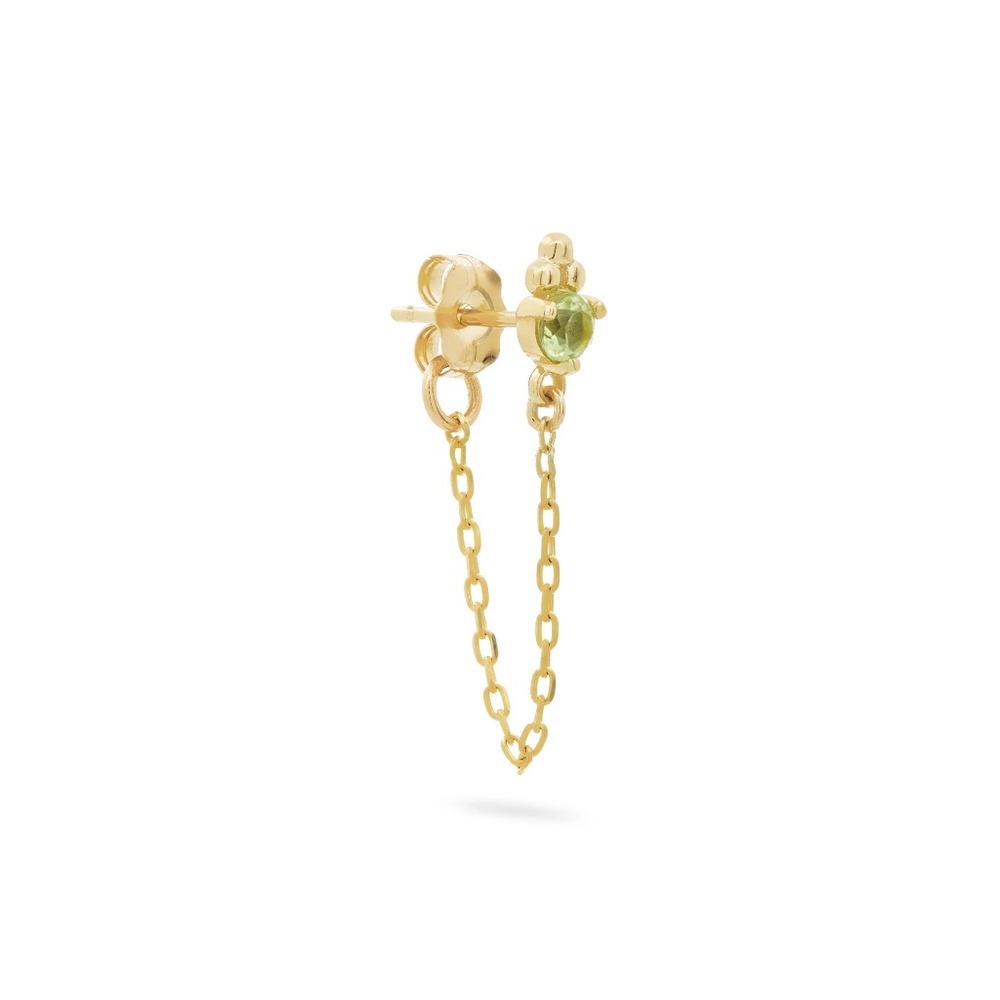 Stone And Strand Peridot Front To Back Chain Earring | 10K